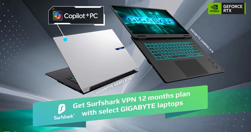 Gigabyte Offers Surfshark VPN And Cybersecurity Bundle With New Gaming Laptops